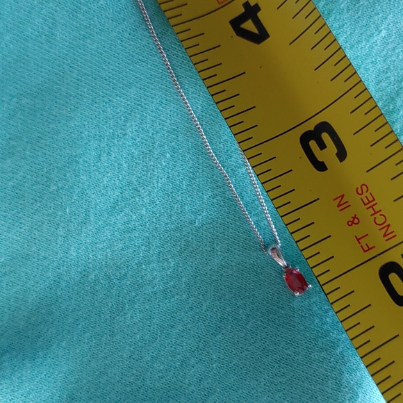 Classic Oval Ruby Solitare 925 Sterling Silver Necklace - Picture 7 of 8